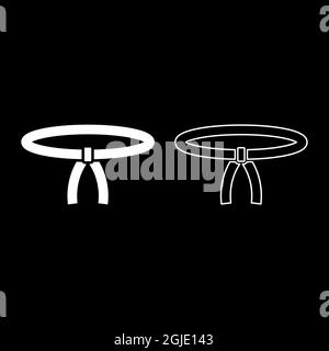 Cintura Oriental Combat sport girovita Abbigliamento di caccia karate judo icona bianco colore vettore illustrazione piatta stile semplice immagine set Illustrazione Vettoriale