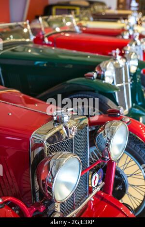 USA, Maine, Kennebunkport, Owls Head Transportation Museum, Antique MG sportscars Foto Stock