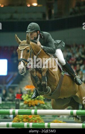 Il pilota tedesco Heinrich Hermann Engemann, sul suo cavallo Aboyeur che vince la Coppa del mondo finale 1, Giovedì 24 Aprile 2008 Foto: Roland Thunholm/SCANPIX SVEZIA Kod: 71835 Foto Stock