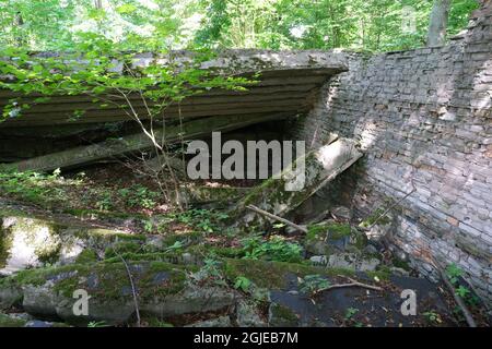 Ketrzyn, Gierloz, Polonia - 19 luglio 2021: Uffici dei servizi di sicurezza reich presso il Wolf's Lair (Wilczy Szaniec, Wolfsschanze) costruito dall'Organizzazione T. Foto Stock