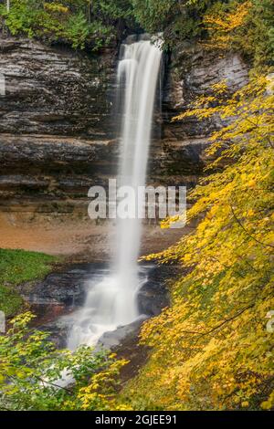 Cascate di Munising, nella foto Rocks National Lakeshore, Alger County, Upper Peninsula del Michigan vicino a Munising Foto Stock