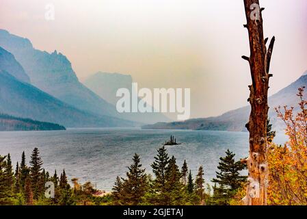 USA, Montana, Glacier National Park, St. Mary's Lake e Wild Goose Island Foto Stock