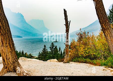 USA, Montana, Glacier National Park, St. Mary's Lake e Wild Goose Island Foto Stock