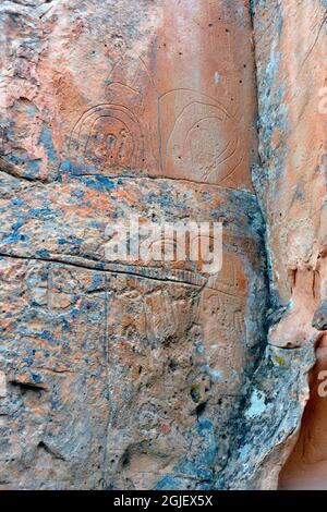 USA, Nevada, Hickison Petroglyphs Recreation Area e Interpretive Trail. Foto Stock