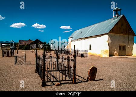 Punta de Agua, New Mexico, USA. Vecchia chiesa cattolica. Influenza spagnola. Foto Stock