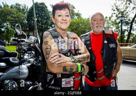 Fiera della contea a Old Richmond Town su Staten Island, NY Motorcycle club. (Solo per uso editoriale) Foto Stock