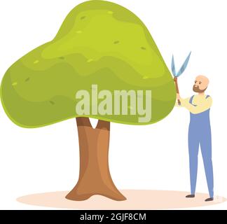 Albero giardino hedge icona cartoon vettore. Manutenzione uomo. Prato operaio Illustrazione Vettoriale