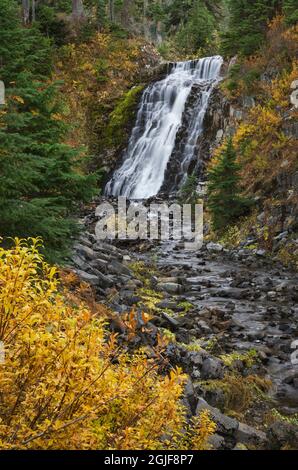 Cascate di Galena Creek (note anche come cascate di Heather Meadows), Area ricreativa di Heather Meadows, Cascades del Nord, stato di Washington Foto Stock