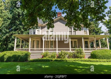 USA, Washington state, Fort Vancouver National Historic Site. Casa sul fila degli officer. Foto Stock