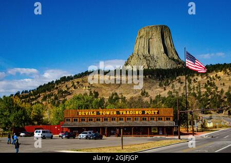 USA, Wyoming, Sundance, Devil's Tower National Monument, Devil's Tower Foto Stock