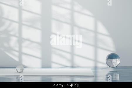 Spazio vuoto e bolle, rendering 3d. Disegno digitale del computer. Foto Stock