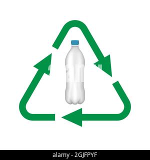 Icona della linea vettoriale del flacone di plastica di riciclo. Logo isolato su sfondo bianco. Illustrazione Vettoriale