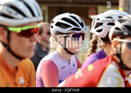 Walsall, Regno Unito. 05 settembre 2021. Pheobe Martin (AWOL- Osea) durante la Worcester Classic Men's & Women's Road Race all'interno della West Midlands Regional Road Race Series sul circuito Hollybush di Malvern. Credit: SPP Sport Press Photo. /Alamy Live News Foto Stock