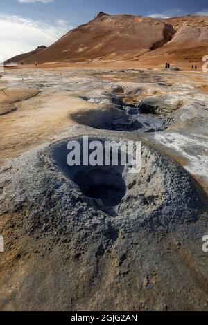 Vents, Namajfall Hverir Area geotermica, nei pressi di Reykjahlid, Islanda Foto Stock