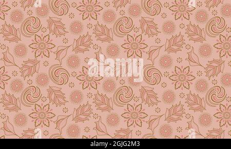 Motivo monocromatico senza cuciture con vari fiori di colore beige Foto Stock