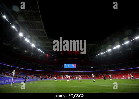Un'azione generale della partita durante la partita di calcio Inghilterra/Polonia Foto Stock