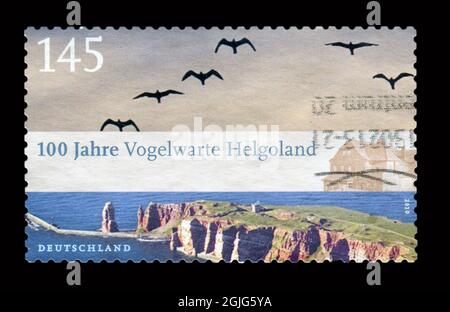 Timbro stampato in Germania mostra l'immagine del 100 Jahre Vogelwarte Helgoland, circa 2010. Foto Stock