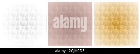 Set di cerchi giapponesi overlapping.Traditional background di lusso con bianco, rame e oro Illustrazione Vettoriale