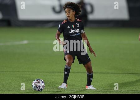 Torino, 9 settembre 2021. Sara Gama della Juventus durante la partita della UEFA Womens Champions League presso il Juventus Training Center di Torino. Il credito d'immagine dovrebbe essere: Jonathan Moscrop / Sportimage Foto Stock