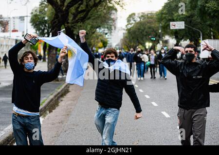 Buenos Aires, Argentina. 9 settembre 2021. I fan argentini sono stati visti durante una partita di calcio di qualificazione tra Argentina e Bolivia per la Coppa del mondo FIFA Qatar 2022 a Buenos Aires. (Punteggio finale; Argentina 3:0 Bolivia) Credit: SOPA Images Limited/Alamy Live News Foto Stock