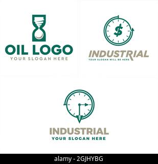 Design del logo del gas di perforazione industriale Illustrazione Vettoriale