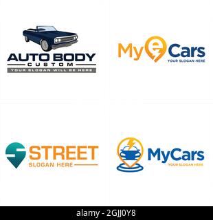 Design personalizzato del logo per la riparazione della carrozzeria dell'auto automobilistica Illustrazione Vettoriale