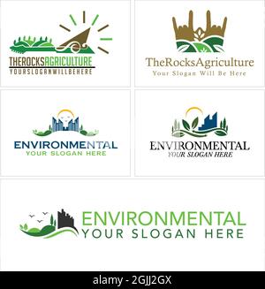 Ambientale parco urbano agricoltura eco-compatibile logo design Illustrazione Vettoriale