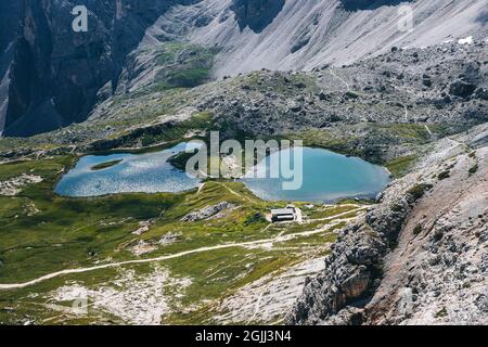 Bergseen in den Dolomiten Foto Stock