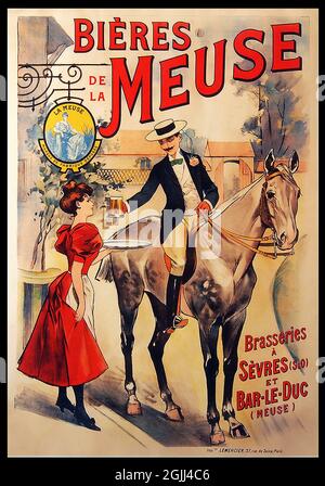 Clicca su Vintage French Alcohol poster - Beers Meuse, 1900 Foto Stock