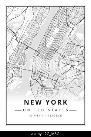 Street map arte della città di New York negli Stati Uniti - USA Foto Stock