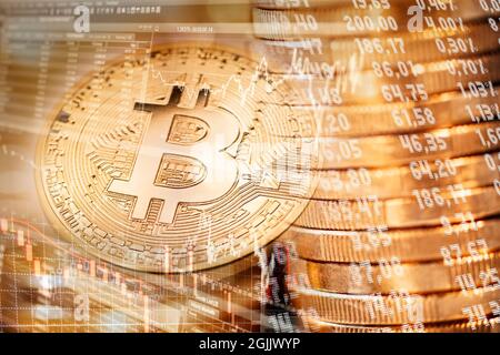 Investimenti e profitti sui mercati con Bitcoin Foto Stock