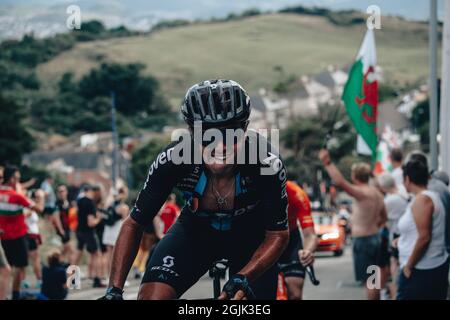 Aberaeron, Regno Unito. 8 settembre 2021. Il tour AJ Bell della Gran Bretagna 2021. Fase 4 Aberaeron a Great Orme a Llandudno. Romain Combaud. Credit: Action Plus Sports/Alamy Live News Foto Stock