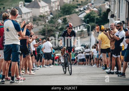 Aberaeron, Regno Unito. 8 settembre 2021. Il tour AJ Bell della Gran Bretagna 2021. Fase 4 Aberaeron a Great Orme a Llandudno. Michal Kwiatkowski. Credit: Action Plus Sports/Alamy Live News Foto Stock