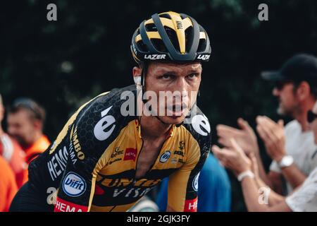 Aberaeron, Regno Unito. 8 settembre 2021. Il tour AJ Bell della Gran Bretagna 2021. Fase 4 Aberaeron a Great Orme a Llandudno. Tony Martin. Credit: Action Plus Sports/Alamy Live News Foto Stock