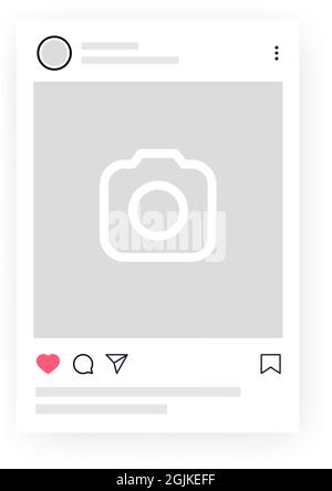 Kyiv, Ukraine - August 1, 2021: Interface photo frame as Instagram. Mobile Instagram profile mockup template. Illustrazione Vettoriale