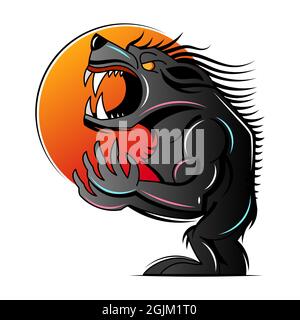 Scary wolfman mannaro o mascotte animale lupo Illustrazione Vettoriale