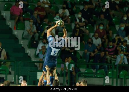 Stadio Monigo, Treviso, Italia, 10 settembre 2021, JP Du Preez (sale squali) durante la partita amichevole 2021 - Benetton Treviso vs sale squali - altro credito: Live Media Publishing Group/Alamy Live News Foto Stock