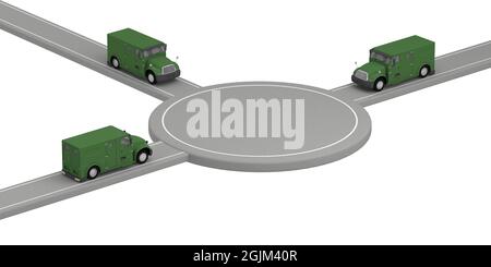 area del modello in cui la raccolta automatica di contanti va da diverse direzioni. rendering 3d Foto Stock