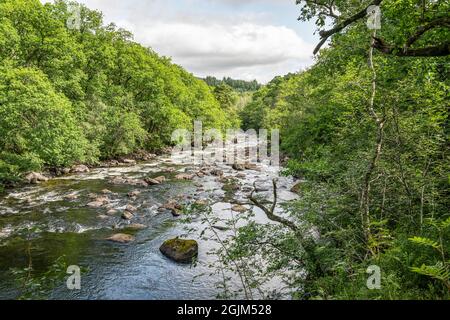 Fiume Garbh Uisge a nord ovest di Callander, Stirling, Scozia Foto Stock