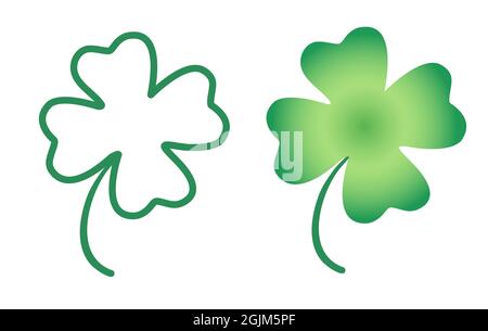Illustrazione vettoriale di un trifoglio fortunato. Icone vettoriali del trifoglio fortunato per il giorno di Patrick. Illustrazione Vettoriale