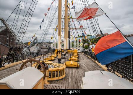 Vista del ponte della nave a vapore SS Great Britain di Brunel, Bristol, UK Foto Stock