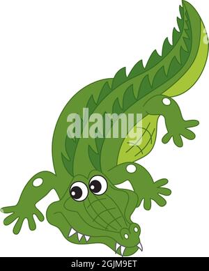 Carino cartoon coccodrillo strisciante. Coccodrillo vettoriale Illustrazione Vettoriale