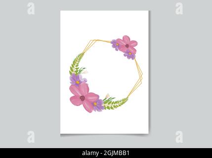 Bello digitale dipinto a mano femminile acquerello Design della cornice floreale Premium Illustrazione Vettoriale