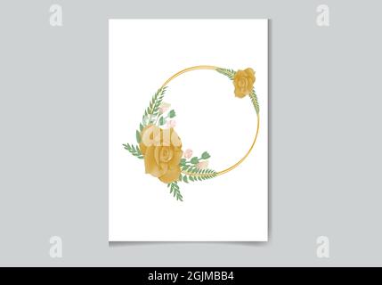 Bello digitale dipinto a mano femminile acquerello Design della cornice floreale Premium Illustrazione Vettoriale