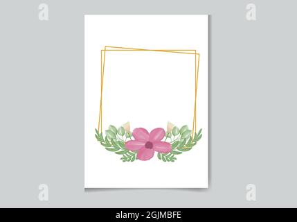 Bello digitale dipinto a mano femminile acquerello Design della cornice floreale Premium Illustrazione Vettoriale