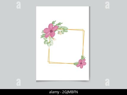 Bello digitale dipinto a mano femminile acquerello Design della cornice floreale Premium Illustrazione Vettoriale