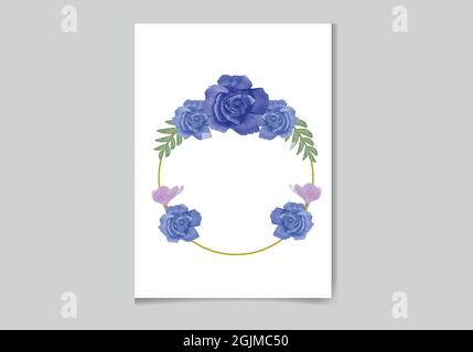 Bello digitale dipinto a mano femminile acquerello Design della cornice floreale Premium Illustrazione Vettoriale