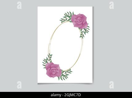 Bello digitale dipinto a mano femminile acquerello Design della cornice floreale Premium Illustrazione Vettoriale