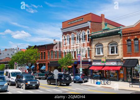 ODD Fellows Hall al 115 Water Street nel centro storico di Exeter, New Hampshire NH, USA. Foto Stock