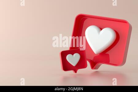 Social media 3D come l'illustrazione di icone di notifica in 3d Foto Stock